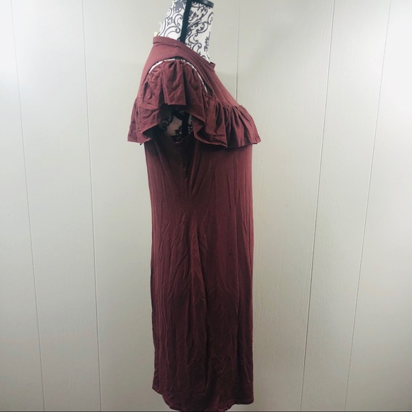 Burnt Sienna Cold Shoulder Dress Size Size Medium - Picture 3 of 6